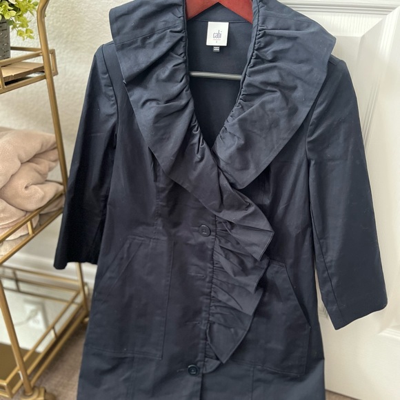 Cabi Pose Ruffle Spring Navy Jacket Small - Picture 3 of 4